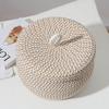 Cotton Ropes Storage Basket Round Woven Organizer Box With Lid Small Storage Organization For Toys Snacks Keys Towels