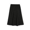 French Style Solid Color Pleated Midi Wool Casual Skirt Women Skirts Black L7ARM022