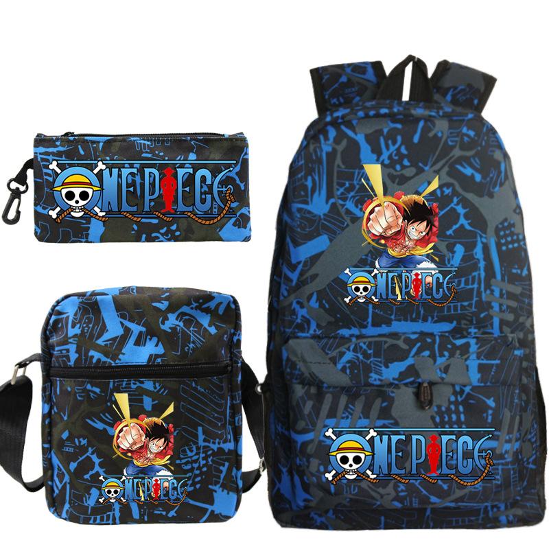 Cartoon Printed Teen Backpack Men's and Women's Student School Bag Three-piece Combination
