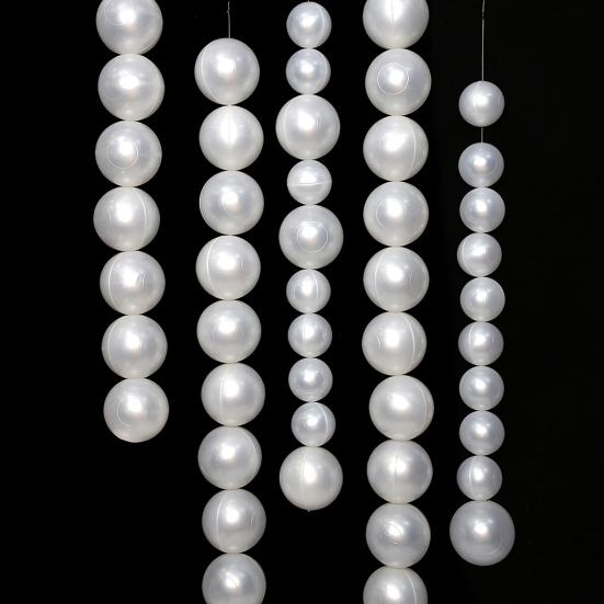 10Pcs DIY Faux Pearl Garland Staircase Decoration Large White Bead Wall Hanging Ornament Home Wedding Bridal Shower Party Stairway Decor