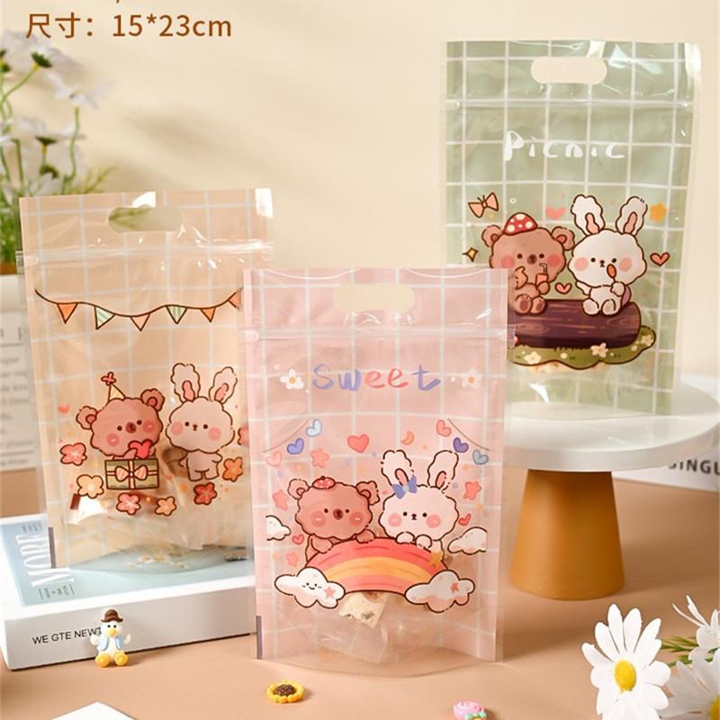 50Pcs Cartoon Animal Plastic Bags Snowflake Crisp Cookies Nougat Portable Ziplock Self Sealing Party Gift Packaging