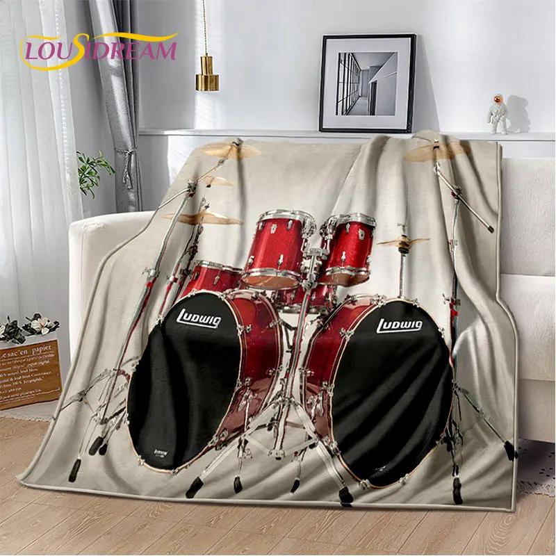 Kit de tambor musical, conjunto de instrumentos, cobertor de pelúcia macio, cobertor de flanela, cobertor para sala de estar, quarto, cama, sofá, piquenique, criança