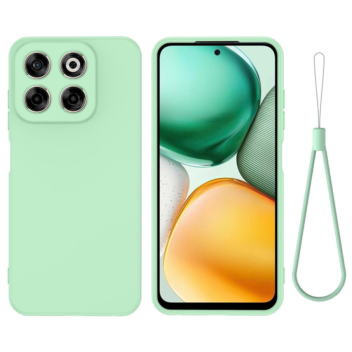

For ZTE Blade V70 Case Drop Proof Liquid Silicone Soft Lining Back Phone Cover with Hand Strap B