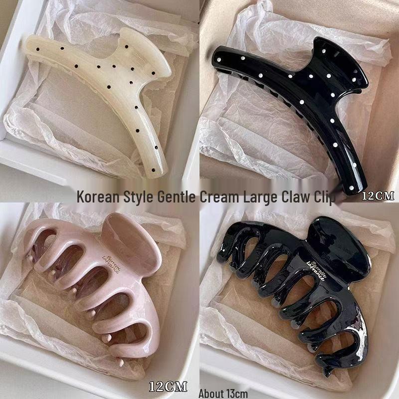 Koreanischer Eleganter Kürbisbogen Polka Dot Haarspange - Groß, Cremige Texturierte Hochsteckfrisur-Accessoire