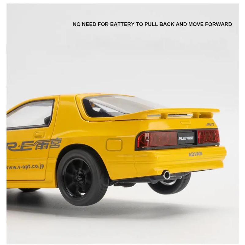 1/24 Mazda RX7 Alloy Sports Car Model Diecasts Metal Toy Racing Vehicles Car Model Simulation Sound and Light Childrens Toy Gift