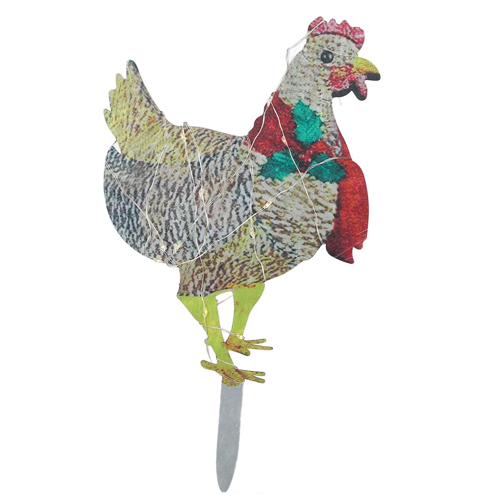 Light Up Christmas Decoration Light Hen with Scarf Yard Decor Garden Stake for Indoor Outdoor Room