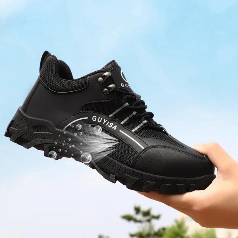 Mens Work Safety Shoes with Steel Toe Lightweight Breathable Indestructible Work Sneakers Anti-puncture Men Shoes Safety Boots