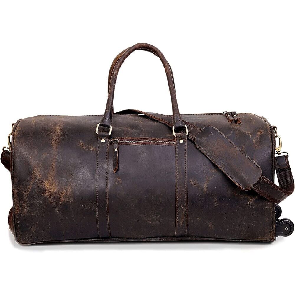 24palcová Buffalo Leather Mens Vintage originální kožená cestovní taška Carry On