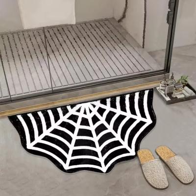 Halloween Horror Party Dekoration Fußmatte Schwarz Spinnennetz Badezimmer Rutschfester Teppich Schwarz Spinnennetz Türvorleger Fußmatte