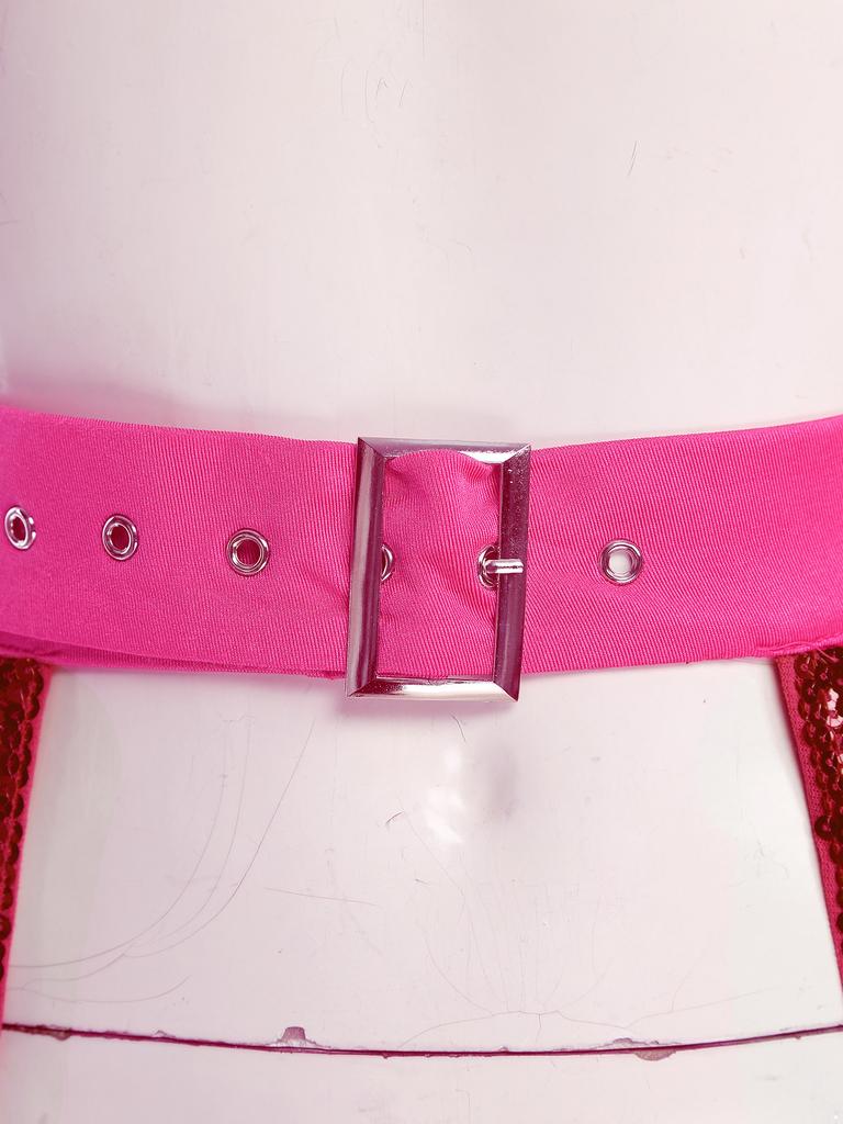 Damskie Halloweenowe Błyszczące Sequiny Koniarskie Chapsy Regulowany Pas Krocze Wycięte W Pełni Podszewka Rozszerzane Spodnie