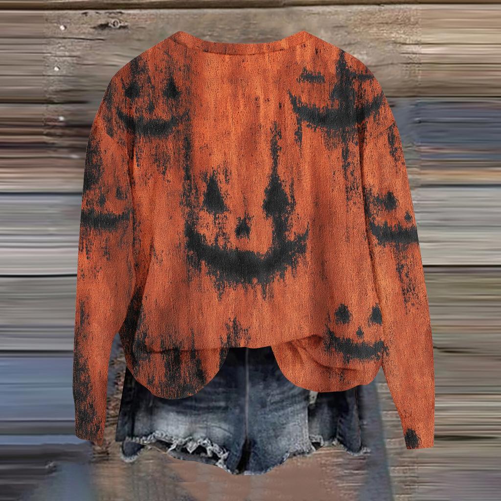 Dámská móda Tištěný top mikina s dlouhým rukávem volného střihu s kulatým výstřihem podzim