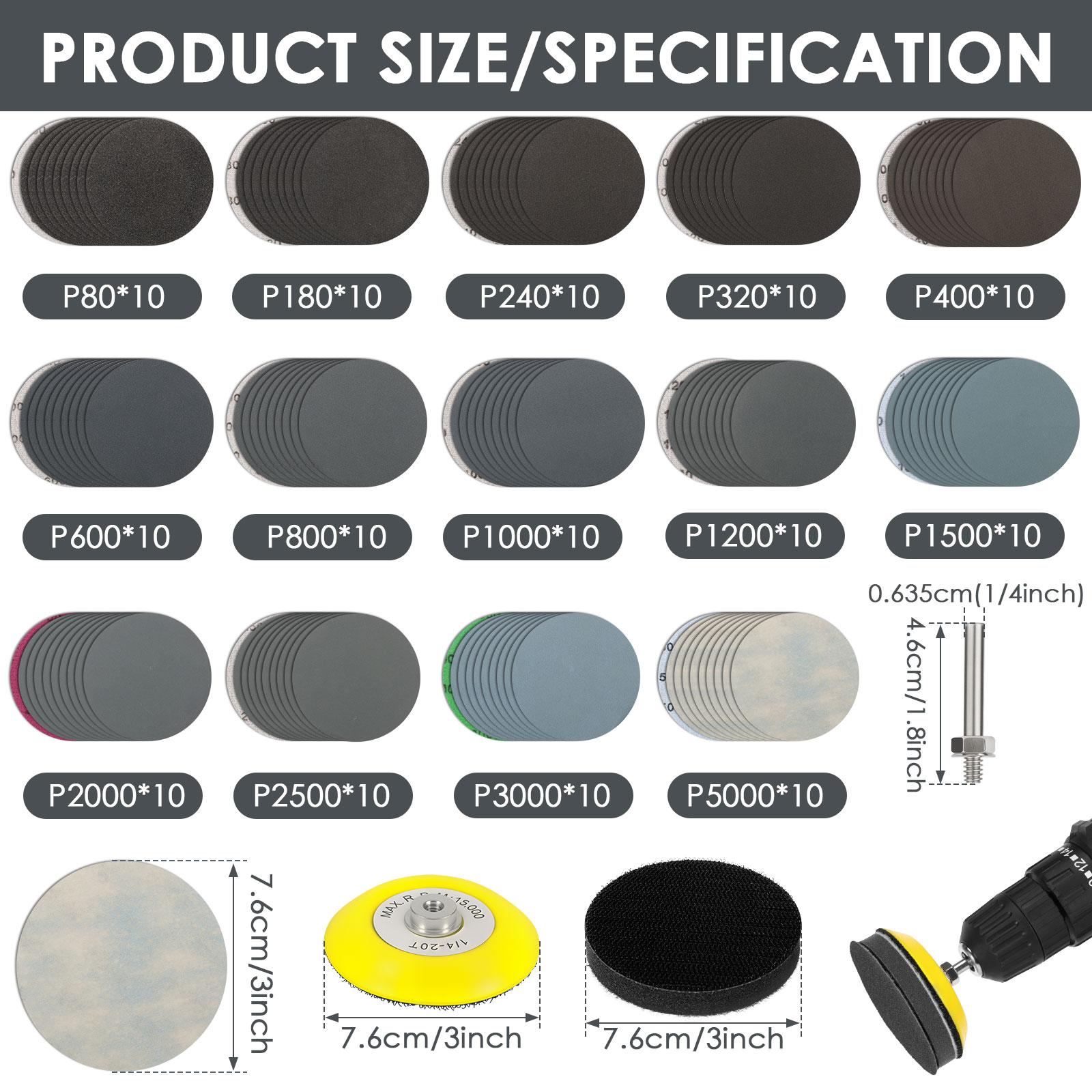 

3inch Sanding Discs 75mm Hook And Loop Sanding Pads For Rotary Tool Drill Attachment With Backer Plate Shank Soft Foam Buffering