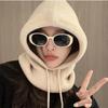 Balaclava Hat Women Autumn and Winter 2025 New Big Head Circumference Hood Scarf One Loose Knitted Woolen Cap