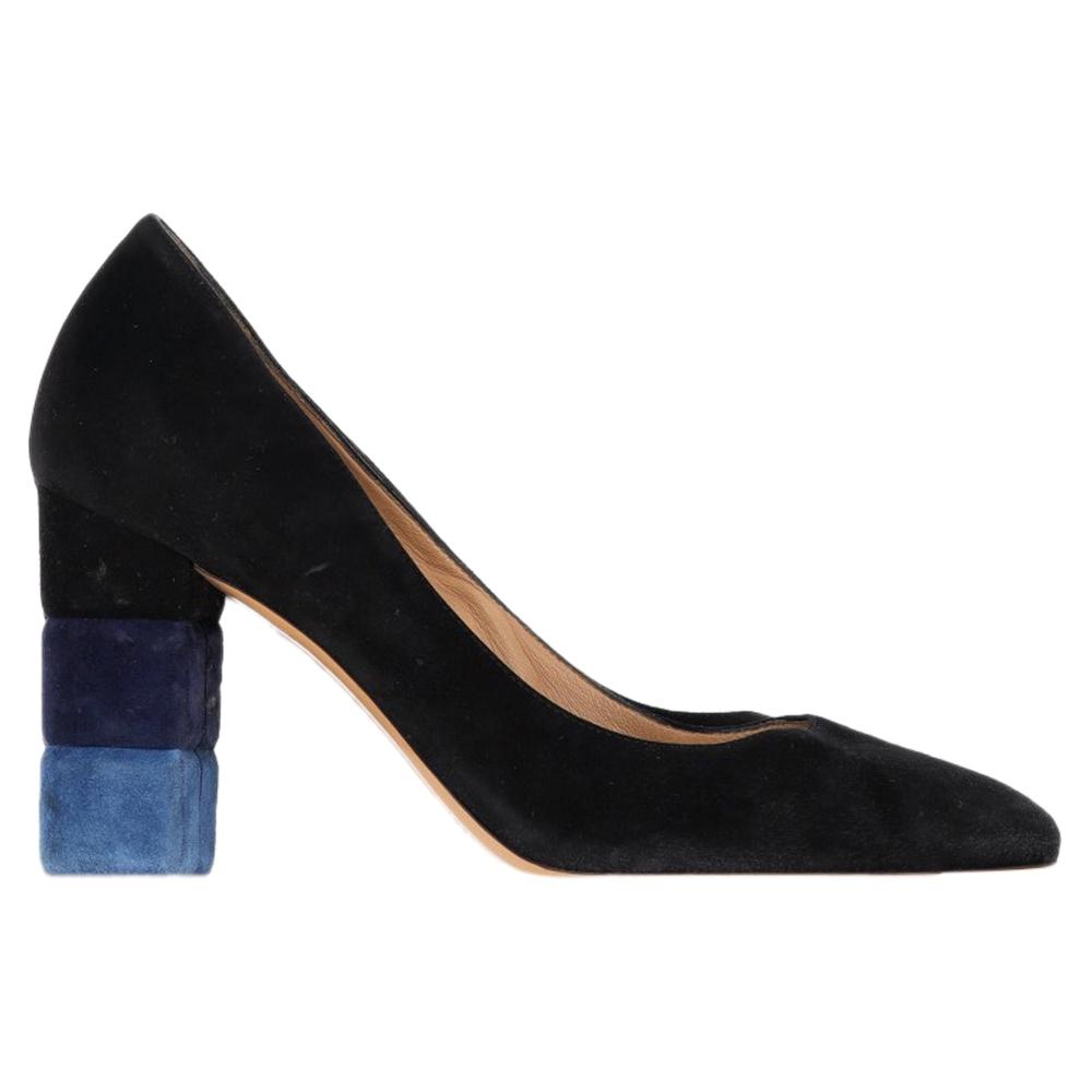 

Salvatore Ferragamo Madia 2 Block Heel Pumps In Black Suede Black US 7