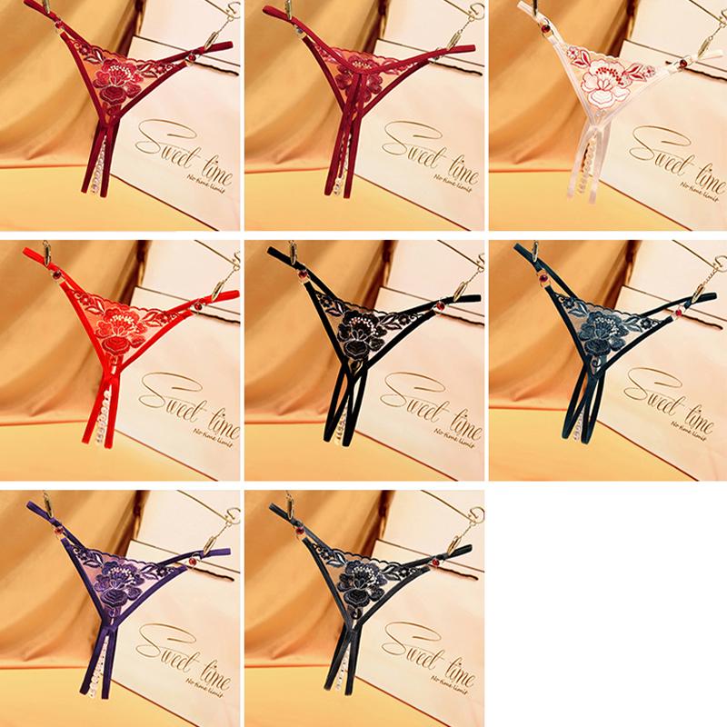 Erotické kalhotky Dámské sexy krajkové kalhotky Hollow Out Háčkování Krajka Kalhotky tanga G String Otevřený Rozkrok Peral Spodní prádlo