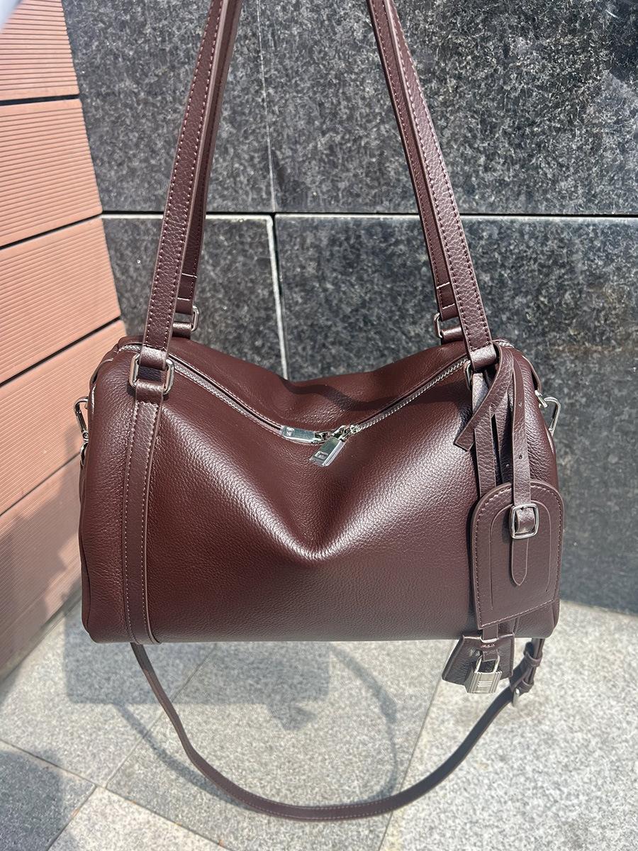 

New Style Top-Grain Cowhide Doctor Bag Genuine Leather Fashion Womens Handbag Tote Bag Single Handle Satchel 32x15x20cm вино красного