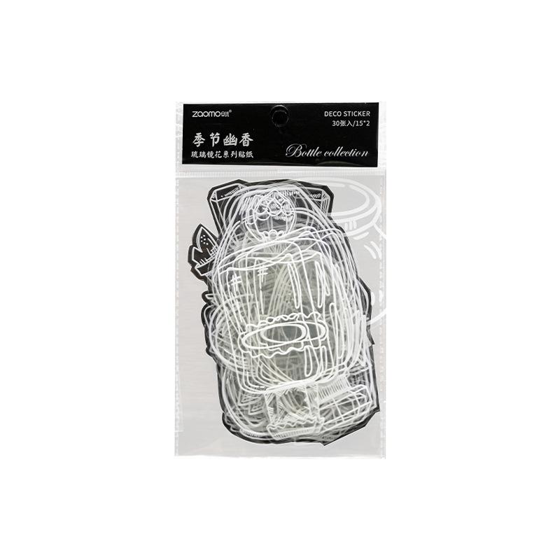 30 pcs Clear glass bottle PET Sticker Decorative collage Scrapbooking Diary Album Stationery Adhesive Labels Stickers