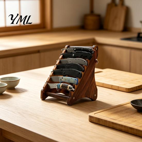 Stabiler Messeraufbewahrungsständer für Köche Holz-Ausstellungsständer, Stufenförmiges Design, Holz Platzsparend Vielseitiger Organizer Küche Und Café Dekor Halter, Multi