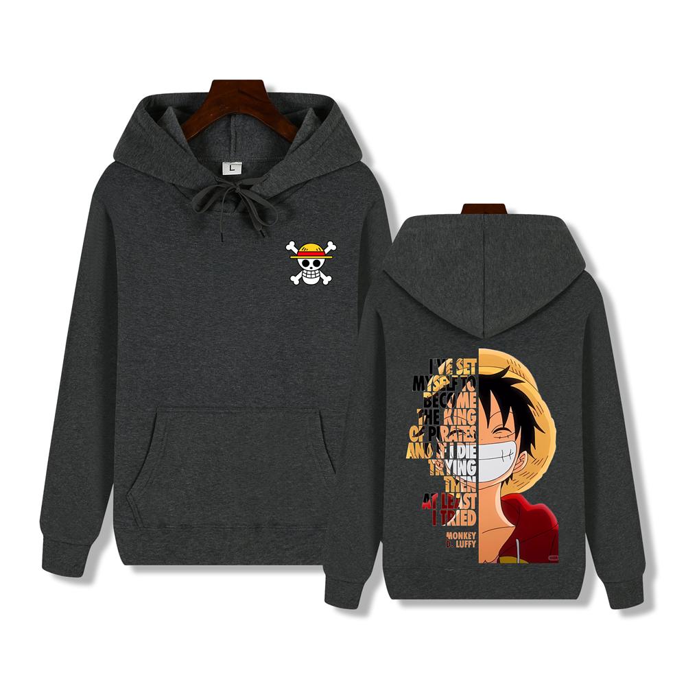 Pánská mikina One Piece vysoké kvality, mikina s potiskem Kapitána Luffyho, podzimní a zimní, silná, hřejivá, základní jednoduchý top
