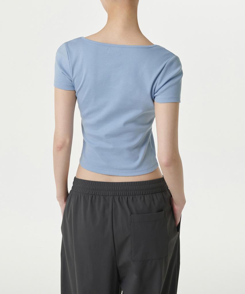 MUSINSA STANDARD WOMAN Women'S Slim Square Neck T-Shirt [Cloudy Blue]