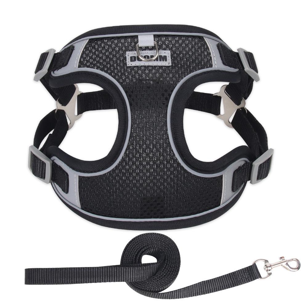 Reflective Vest-Style Dog Harness & Leash for Small Breeds