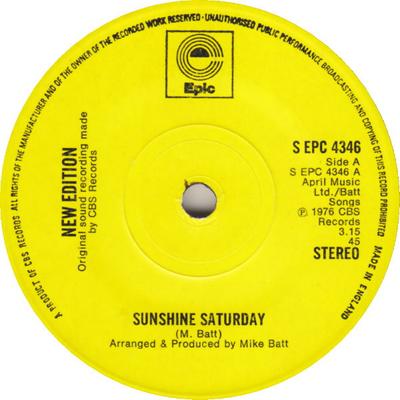 7inch Record NEW EDITION - Sunshine Saturday SEPC4346 Epic 1976 UK Pop Used