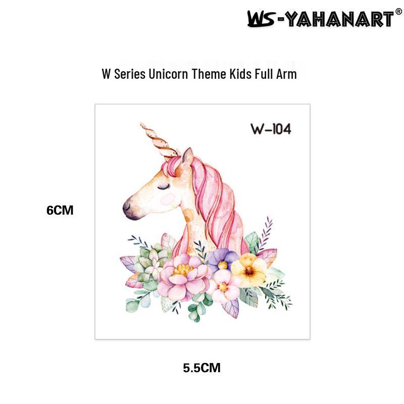 Cartoon Unicorn, Mermaid, Pirate, and Dinosaur Space Water Transfer Tattoo Stickers