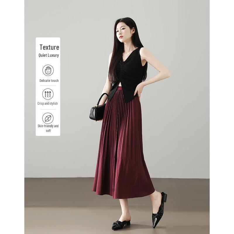 Demana Irregular Pleated A-Line Midi Skirt XL