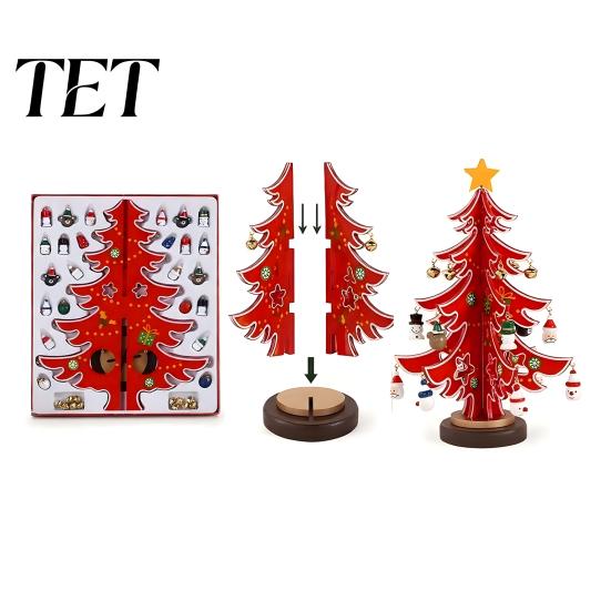 Reusable Wood Holiday Decor Wooden Christmas Tree Ornaments, 3D Rustic Tabletop Xmas Party Table Accents for Home Desk, Nordic Style Centerpiece Small