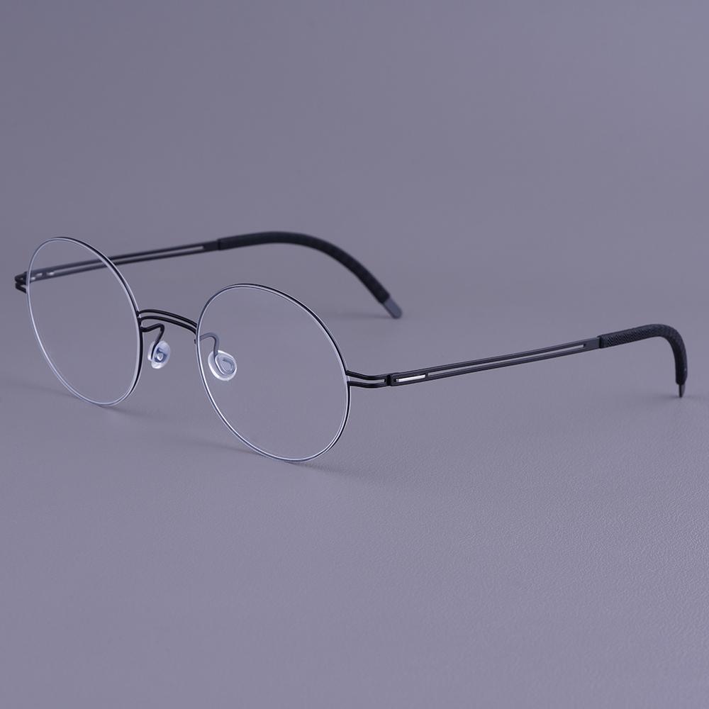 Norway Fashion Round Titanium Glasses Frame V471 Ultralight Screwless Simple Eyeglasses Thin Rim Korea Circle Spectacles Gafa чёрный