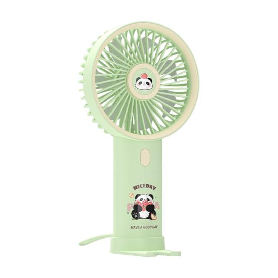 Portable Handheld Fan USB Rechargeable 3-Speed Cute Personal Mini Fan with LED Light Lightweight Quiet Cooling Fan with Phone Holder for Travel Office