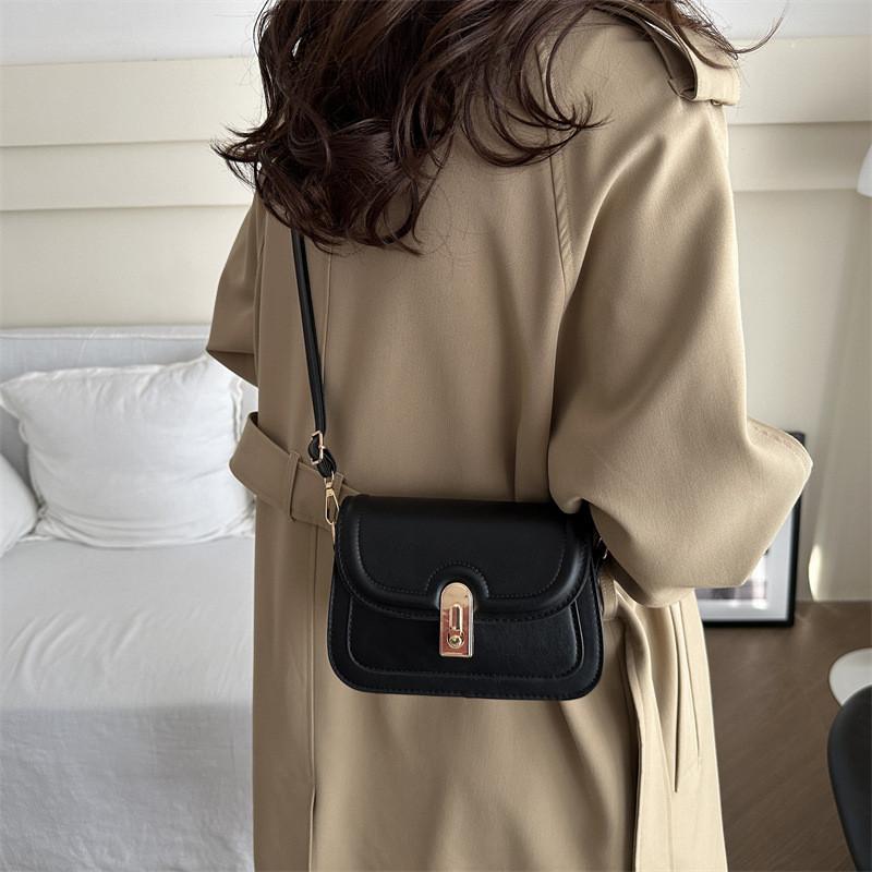 Trendy Retro Small Crossbody Square Bag For Autumn Elegant Casual Use Available In Black White Khaki And Brown