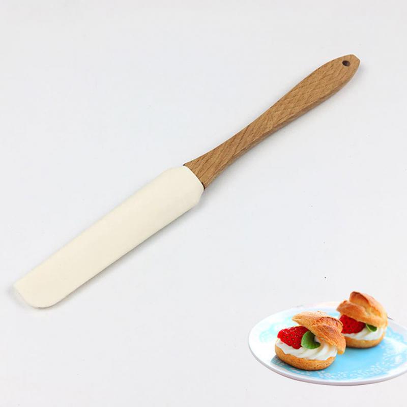 1Pc Schaber langlebig Holz Griff Utensil Spachtel Creme Butter abnehmbare Silikon