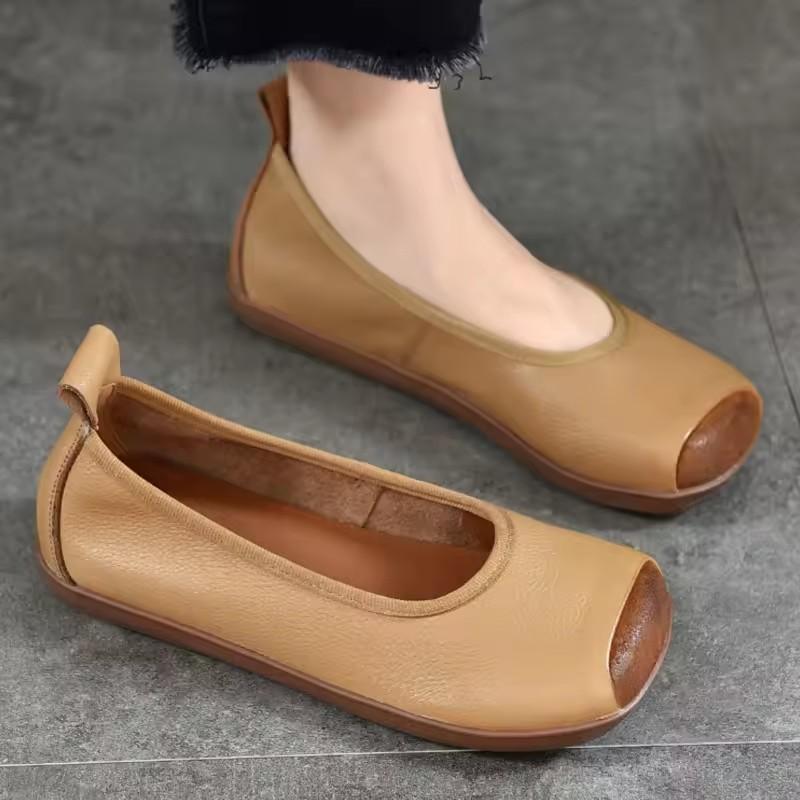 Fashion GKTINOO  Retro Square Toe Shallow Flat Shoes 2025 Spring Autumn New Genuine Leather Loafers Soft Sole Women's Slip-on Shoes