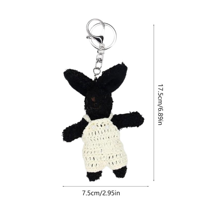 Cute Plush Rabbit Keychain Cartoon Doll Toy Big Ear Rabbit Pendant Keyring for Women Couple Bag Ornament Car Key Chain