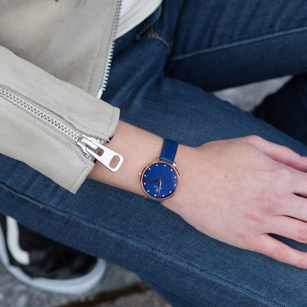 Pierre Lannier Watch Eolia Collection Leather Strap P039L966 Navy Women's [Official Import]