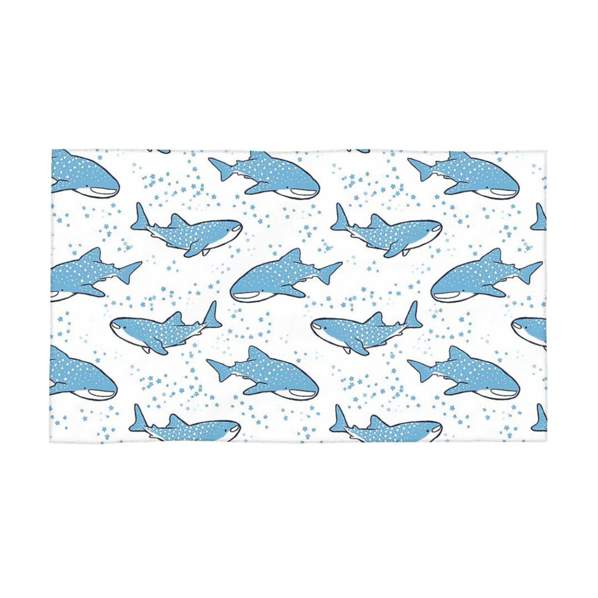Starry Whale Sharks Soft Face Towel Quick Dry Pool Bath Cotton Towels Absorbent Quick W30*H60(CM)