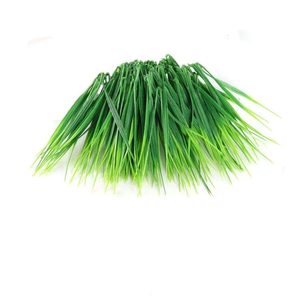 24Pcs Green Artificial Spring Grass UV Resistant Weather-Resistant Plastic Grass Arrangement Low-Maintenance Decorative