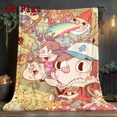 Gravity Falls Cartoon 2D Flat Pattern Flannel Blanket High Quality All Seasons Warmth and Comfort Perfect for Christmas Gifts.P260914582