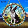2D Flaches Boston Terrier Stil Bemaltes Acryl Dekoschild, Blumen- und Pfotenabdruck Design, Heimdeko Schild Hängende Wandkunst Dekorative Garten Deko