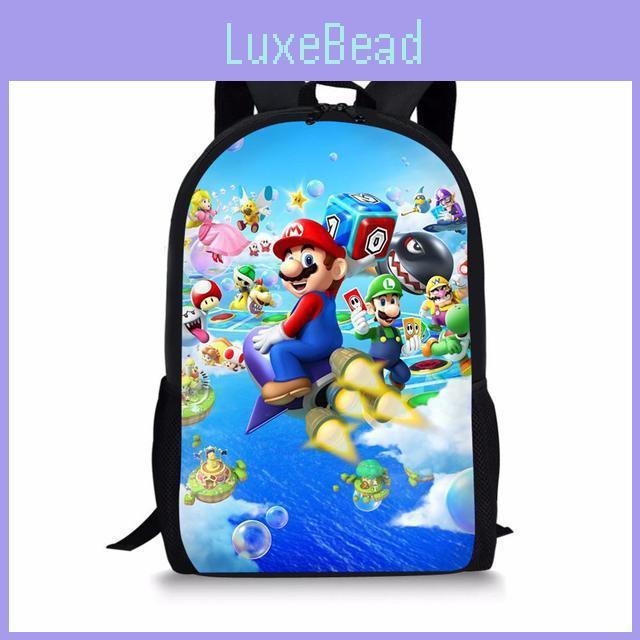 Double Super Mario Shoulder School Bag With Durable Material Pattern Playful