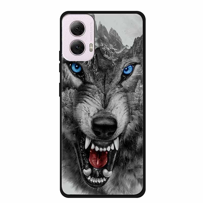 For Moto G Power 2024 Case TPU Animals Soft Silicone Phone Cases For Motorola G Power 2024 5G Wolf Protector Original Back Cover