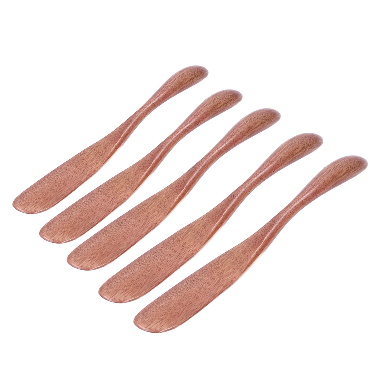 

5PCS Wooden Butter Knife Jam Cheese Spreader Tableware for Japanese Style for Bread Facial MaskDark Paint Color L