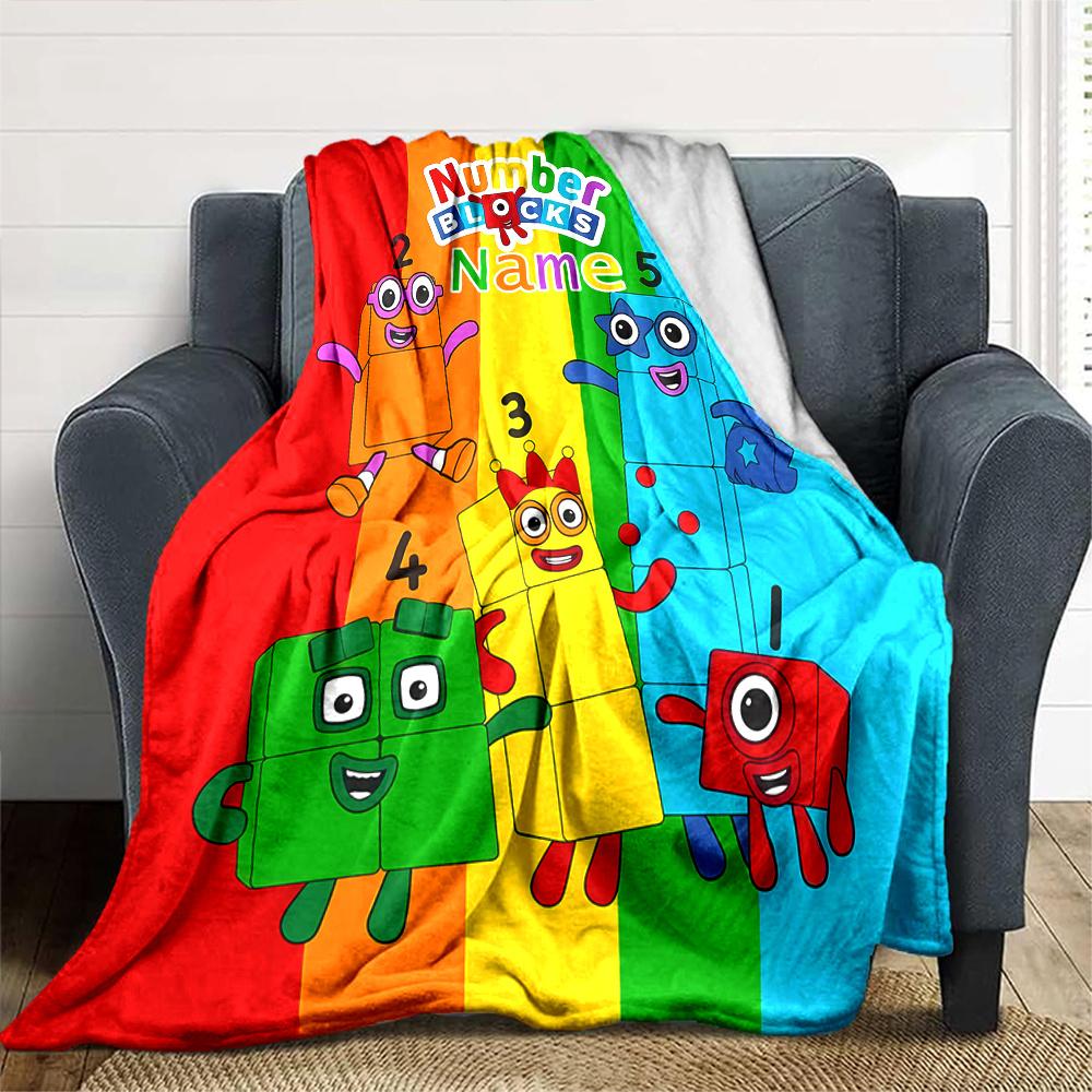 Number Blocks Rainbow Friends Blanket With Customizable Name Comfortable In All Seasons Suitable For Sofas Beds Travel Camping And Office Decoration