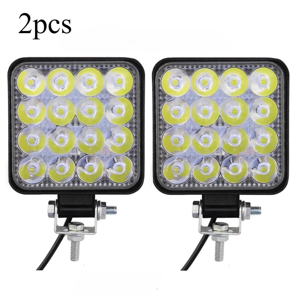 1/2PCS 45W Mini Square LED Work Light - Powerful Flood/Spot Lamp for Off-Road Cars Trucks ATV UTV SUVs