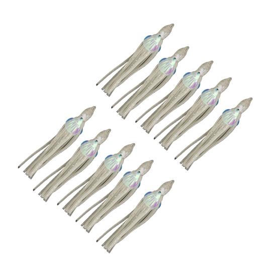 

10Pcs Squid Bait Realistic Eye Simulation Shape Bright Color Squid Lure with Luminous 6 cm белый