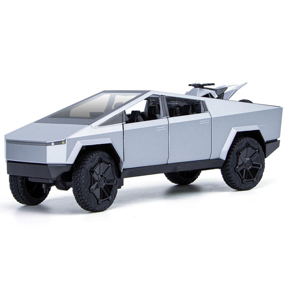 1/24 Tesla Cybertruck Pickup Alloy Car Model Diecasts Metal Toy Off-road Vehicles Car Model Simulation Sound and Light Kids Toys Gift