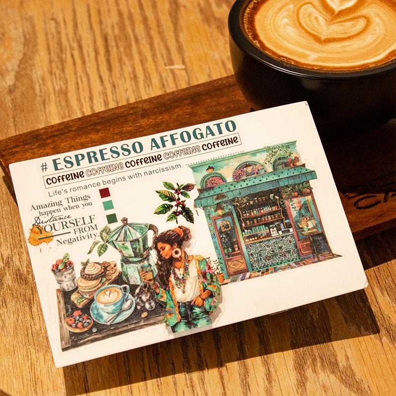 Yoofun 20pcs/lot Coffee Weekly Collage Sticker Vintage Character Landscaping Material Book Creative DIY Journal Stationery