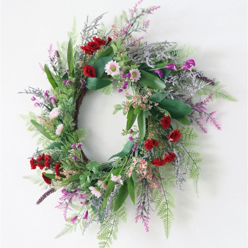 Artificial Floral Garlands With Faux Blooms Accessory For Door Wall Hanging Indoors Outdoor Celebration Event
