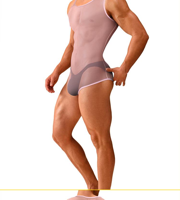 Breathable Transparent Dating Unisex Abdominal Pectoral Bodysuit Men's Shaping Sexy Tights
